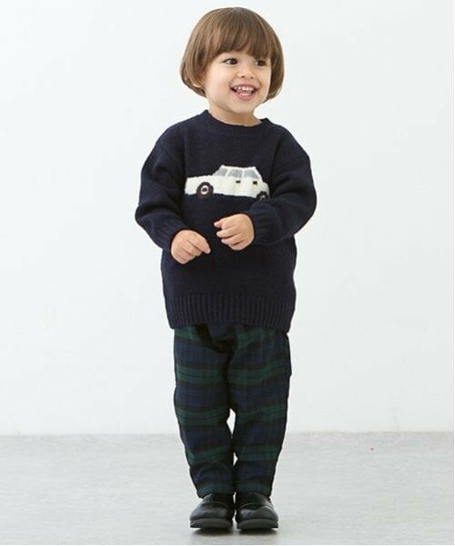 petit main / プティマイン その他パンツ | 裏起毛チェックテーパードパンツ | 詳細8