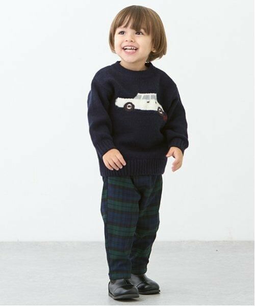 petit main / プティマイン その他パンツ | 裏起毛チェックテーパードパンツ | 詳細9