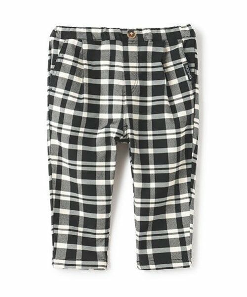 petit main / プティマイン その他パンツ | 裏起毛チェックテーパードパンツ（黒）