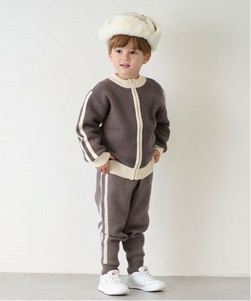 petit main / プティマイン その他パンツ | ニットトラックパンツ（ベージュ）