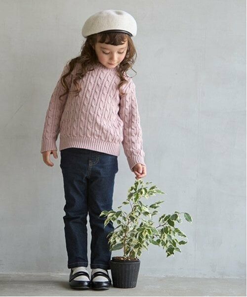 petit main / プティマイン その他パンツ | 裏起毛デニムストレートパンツ | 詳細1