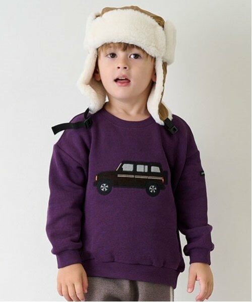 petit main / プティマイン スウェット | 車アップリケトレーナー（ディープ パープル）