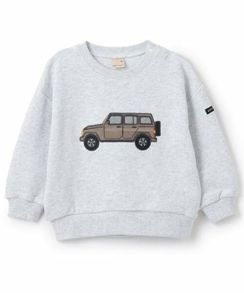 petit main / プティマイン スウェット | 車アップリケトレーナー（シロ杢）