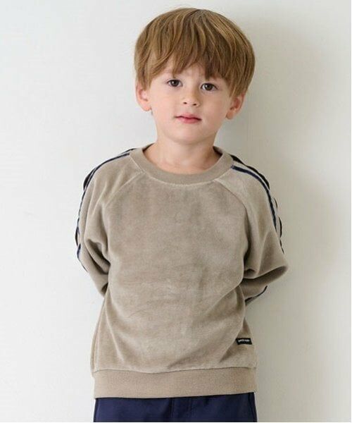 petit main / プティマイン スウェット | ベロア袖ラインプルオーバー | 詳細3