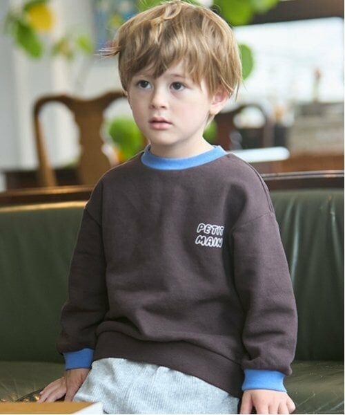 petit main / プティマイン スウェット | 【GOODPRICE】配色裏起毛トレーナー（コゲ茶）