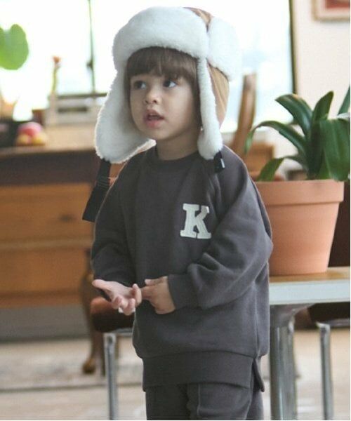 petit main / プティマイン スウェット | 【GOODPRICE】アルファベット裏起毛トレーナー（茶）