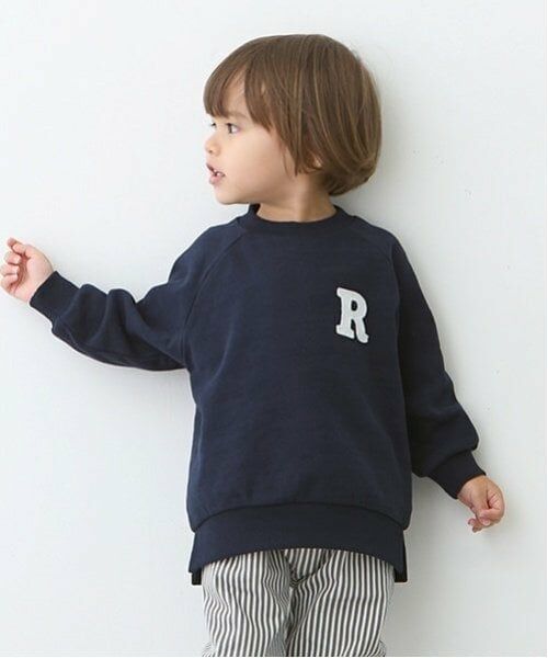 petit main / プティマイン スウェット | 【GOODPRICE】アルファベット裏起毛トレーナー（紺）