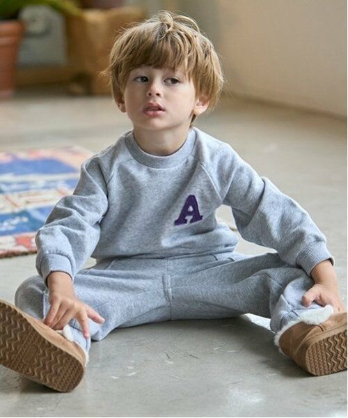 petit main / プティマイン スウェット | 【GOODPRICE】アルファベット裏起毛トレーナー（トップ グレー）