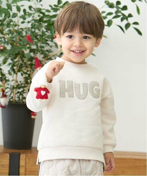 petit main / プティマイン スウェット | ロゴアップリケトレーナー（アイボリー）