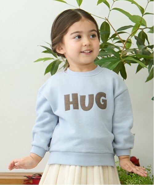 petit main / プティマイン スウェット | ロゴアップリケトレーナー（ライト ブルー）