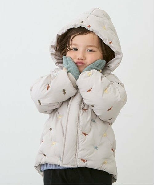 petit main / プティマイン ブルゾン | 【リンク】アソート刺しゅう中綿ジャケット(キッズ)（薄ベージュ）