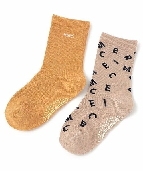 petit main / プティマイン ソックス | Merciクルーソックス2P（薄ベージュ）