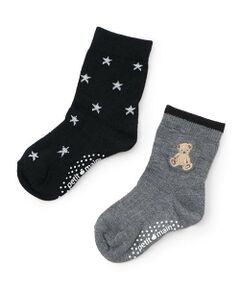 petit main / プティマイン ソックス | くま&星クルーソックス2P