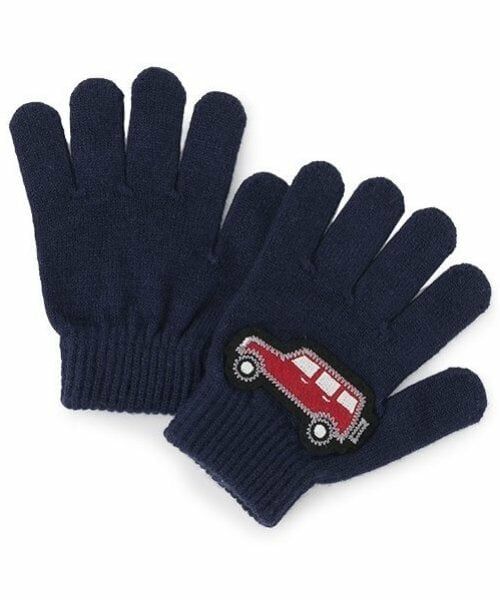 petit main / プティマイン 手袋 | アップリケ手袋（紺）