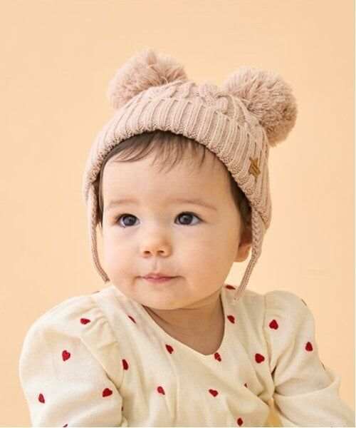petit main / プティマイン ベビー・キッズグッズ | BABY Wぽんぽんニット帽（モデレート ピンク）