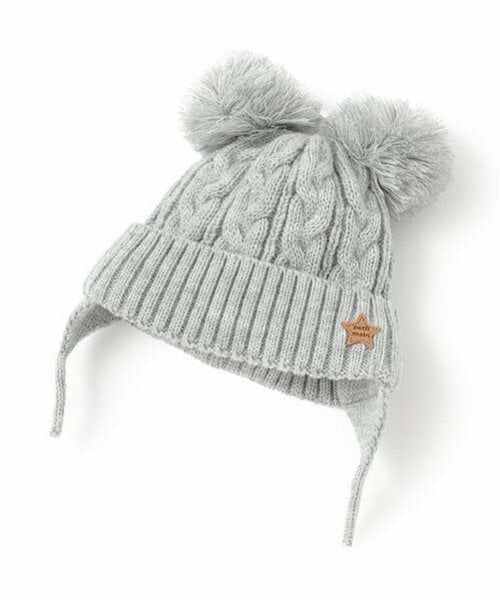 petit main / プティマイン ベビー・キッズグッズ | BABY Wぽんぽんニット帽（トップ グレー）