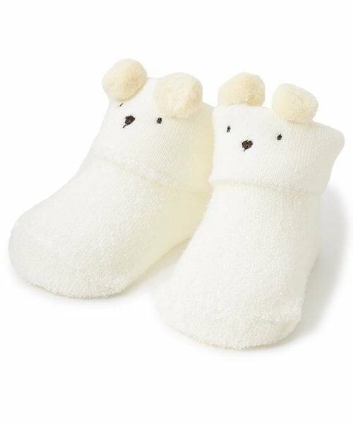 petit main / プティマイン ベビー・キッズウエア | アニマルパイルカップソックス（アイボリー）