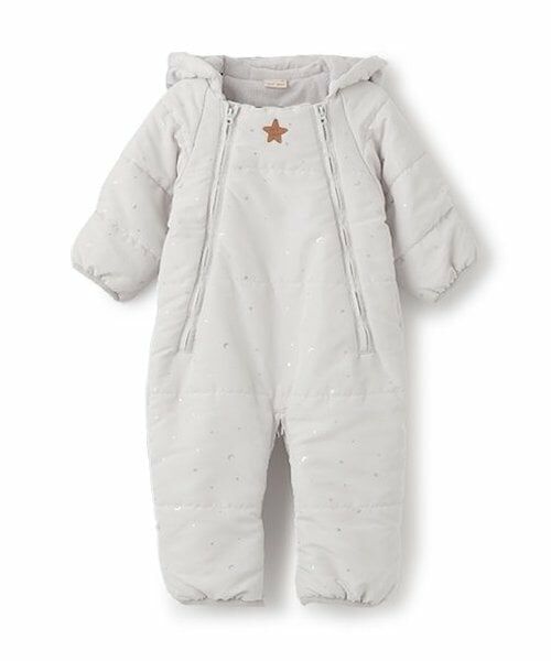 petit main / プティマイン ベビー・キッズウエア | 総柄2WAYジャンプスーツ（ライト グレー）