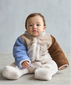 petit main / プティマイン ロンパース | 配色ボアジャンプスーツ