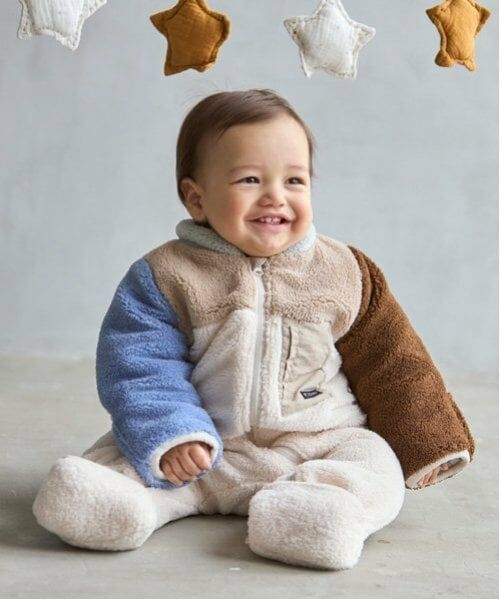 petit main / プティマイン ロンパース | 配色ボアジャンプスーツ | 詳細1