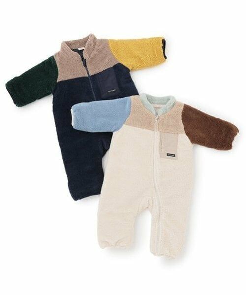 petit main / プティマイン ロンパース | 配色ボアジャンプスーツ | 詳細12