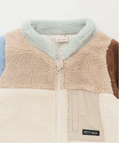 petit main / プティマイン ロンパース | 配色ボアジャンプスーツ | 詳細5