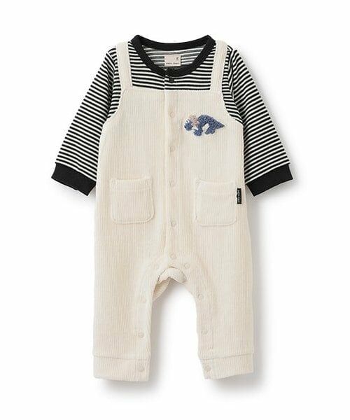 petit main / プティマイン ロンパース | 【リンク】サロペ風カバーオール（アイボリー）