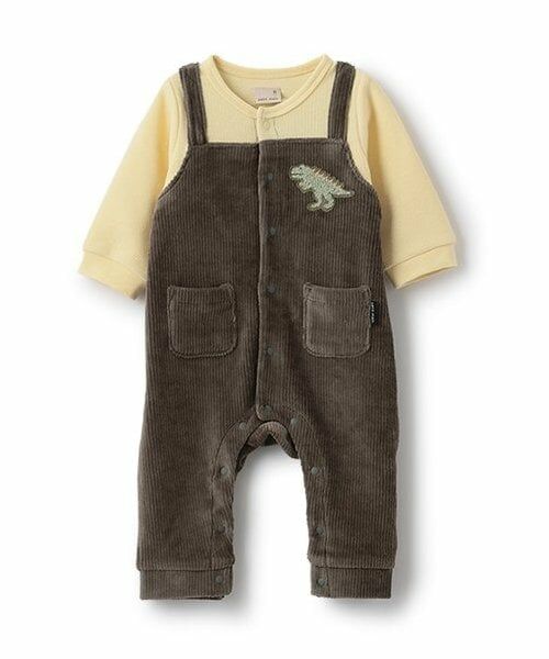 petit main / プティマイン ロンパース | 【リンク】サロペ風カバーオール（カーキ）