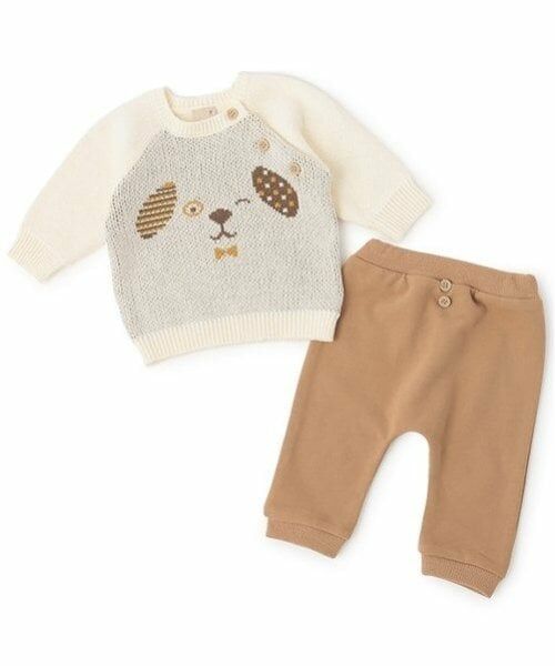 petit main / プティマイン ベビー・キッズウエア | 犬柄ニット＋パンツセット | 詳細4
