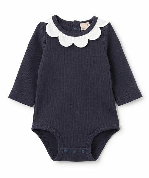 petit main / プティマイン ロンパース | スカラップ衿ロンパース（紺）