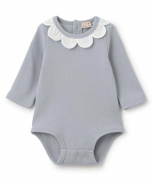 petit main / プティマイン ロンパース | スカラップ衿ロンパース（ライト ブルー）