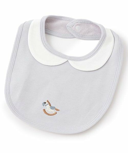 petit main / プティマイン スタイ・ビブ | 【防水】衿つきパイピングスタイ（ライト ブルー）