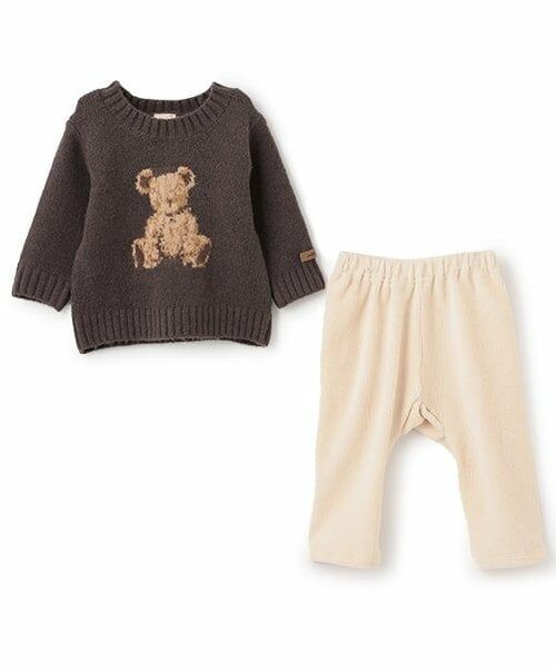 petit main / プティマイン ベビー・キッズウエア | モチーフニットセット（チャコール）