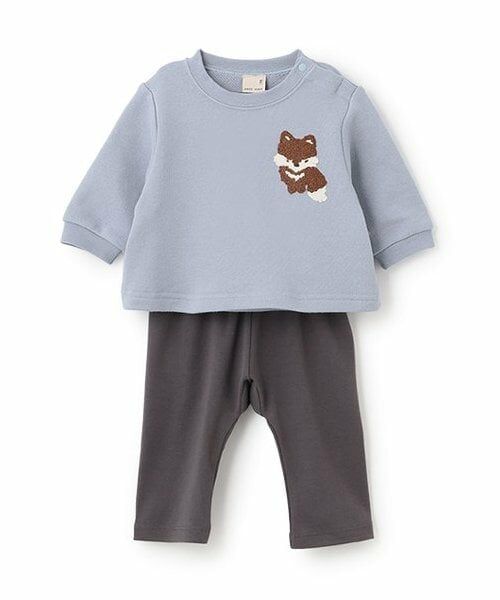 petit main / プティマイン ベビー・キッズウエア | 【リンク】サガラモチーフセットアップ(ベビー)（ブルー グレー）