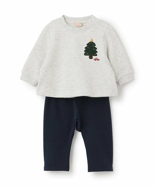 petit main / プティマイン ベビー・キッズウエア | 【リンク】サガラモチーフセットアップ(ベビー)（シロ杢）