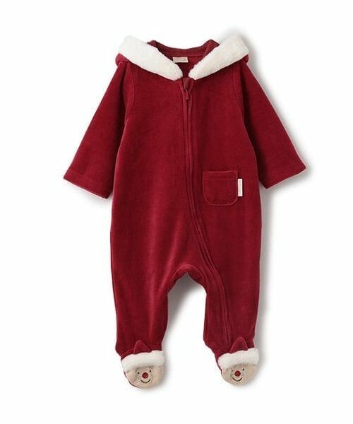 petit main / プティマイン ロンパース | Xmas なりきりカバーオール（赤）