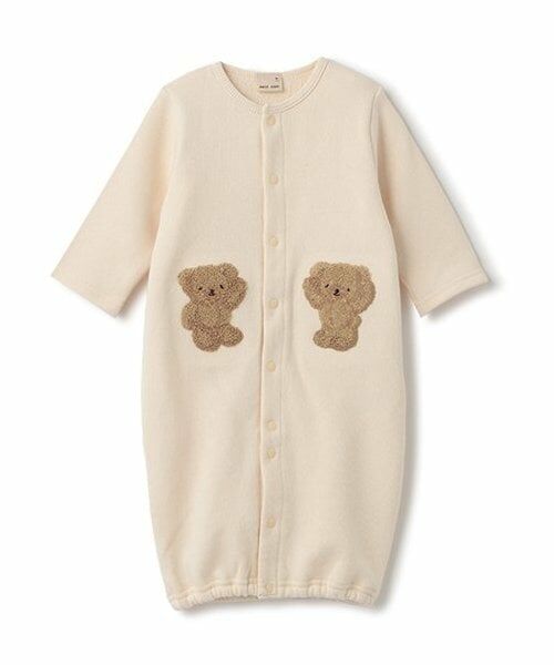 petit main / プティマイン ロンパース | クマアップリケ2WAYオール（アイボリー）