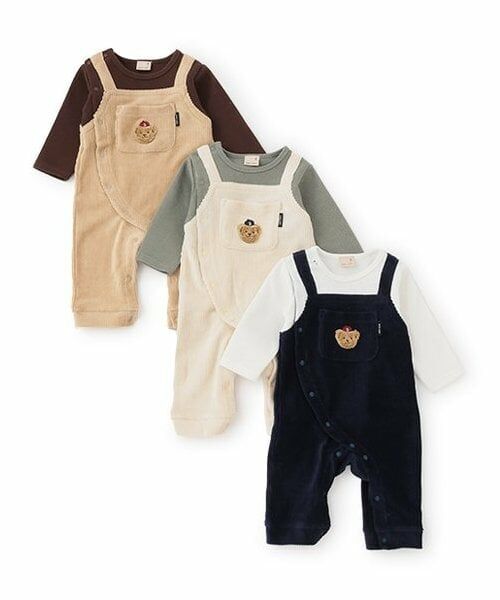 petit main / プティマイン ロンパース | クマアップリケサロペ風カバーオール | 詳細7