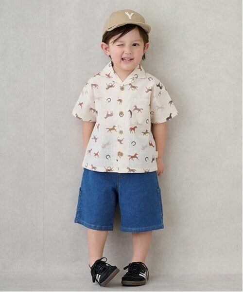 petit main / プティマイン ショート・ハーフ・半端丈パンツ | ペインターハーフパンツ（ブルー）