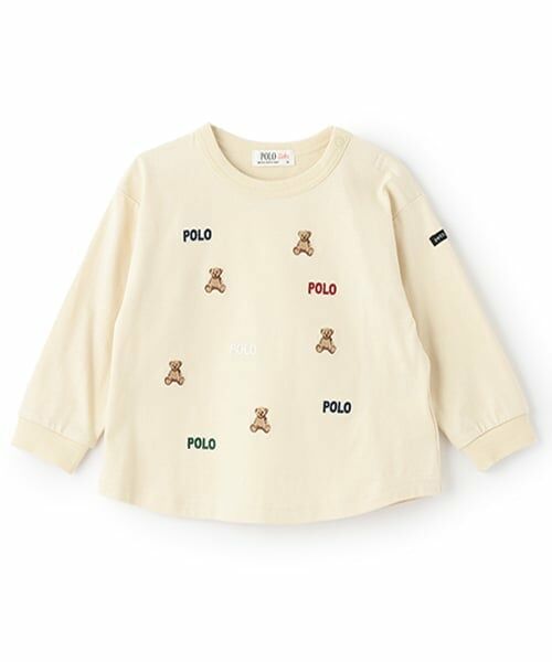 petit main / プティマイン Tシャツ | 【POLO BCS】くまロゴ刺しゅう長袖Tシャツ(クリーム)