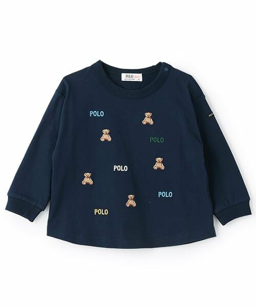 petit main / プティマイン Tシャツ | 【POLO BCS】くまロゴ刺しゅう長袖Tシャツ(紺)