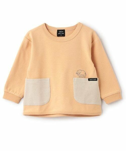 petit main / プティマイン Tシャツ | 【オーガニック】ポケットTシャツ（ライト オレンジ）