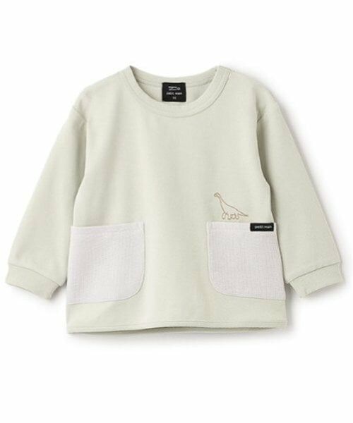petit main / プティマイン Tシャツ | 【オーガニック】ポケットTシャツ（ライト グリーン）