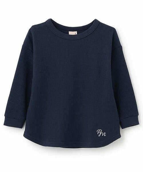 petit main / プティマイン Tシャツ | 【GOODPRICE】ワッフル長袖Tシャツ（紺）
