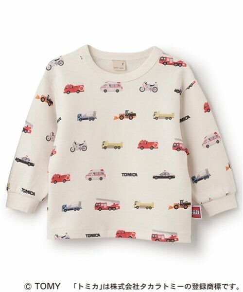 petit main / プティマイン Tシャツ | 【TOMICA】総柄長袖Tシャツ（アイボリー）