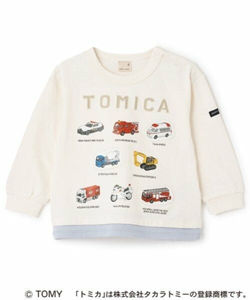 petit main / プティマイン Tシャツ | 【TOMICA】車集合長袖Tシャツ（白）