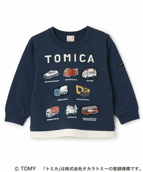 petit main / プティマイン Tシャツ | 【TOMICA】車集合長袖Tシャツ（紺）