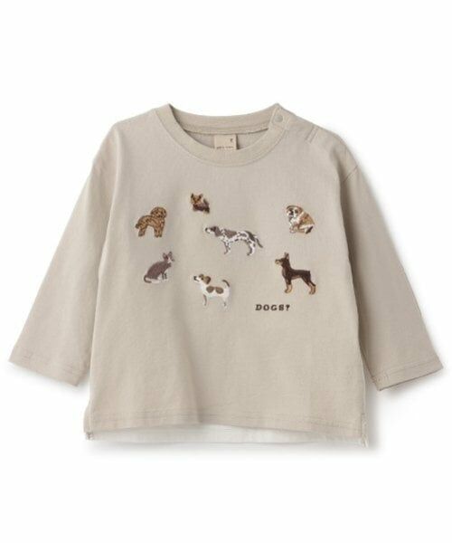 petit main / プティマイン Tシャツ | DOGS 長袖Tシャツ（薄ベージュ）
