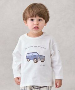 petit main / プティマイン Tシャツ | 乗り物アップリケ長袖Tシャツ