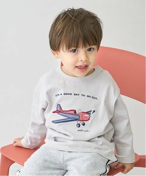 petit main / プティマイン Tシャツ | 乗り物アップリケ長袖Tシャツ | 詳細1